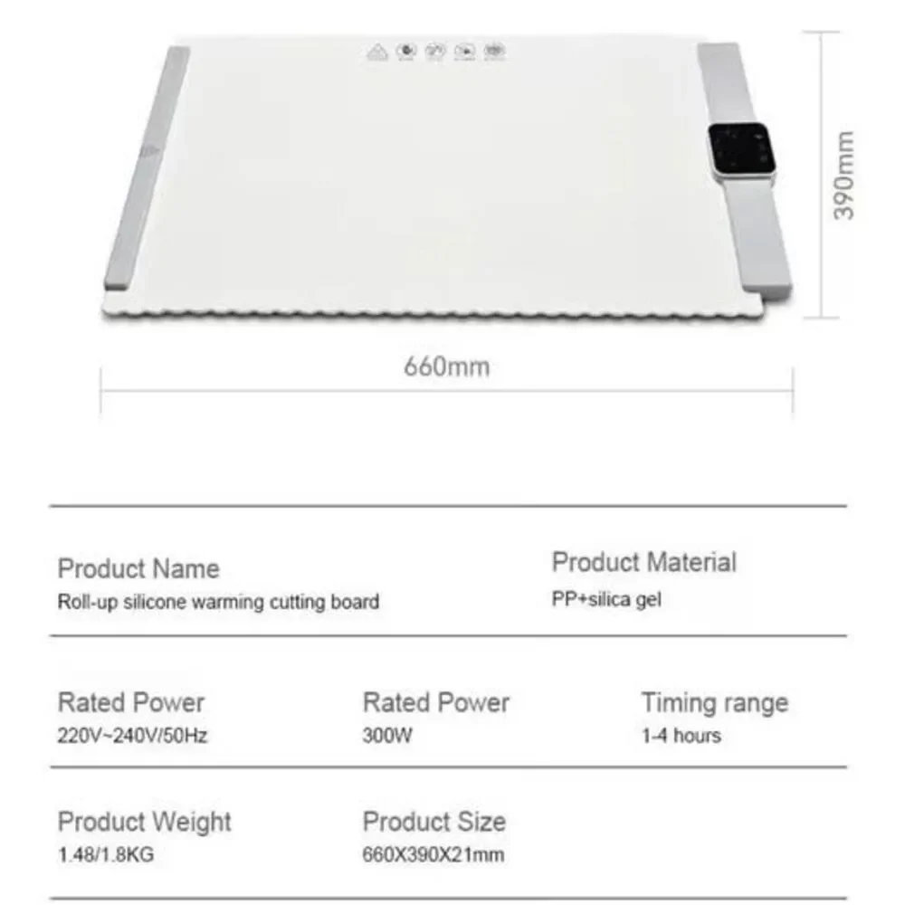 Electric Food Warming Mat, Portable Foldable Silicone with Full Surface Heating